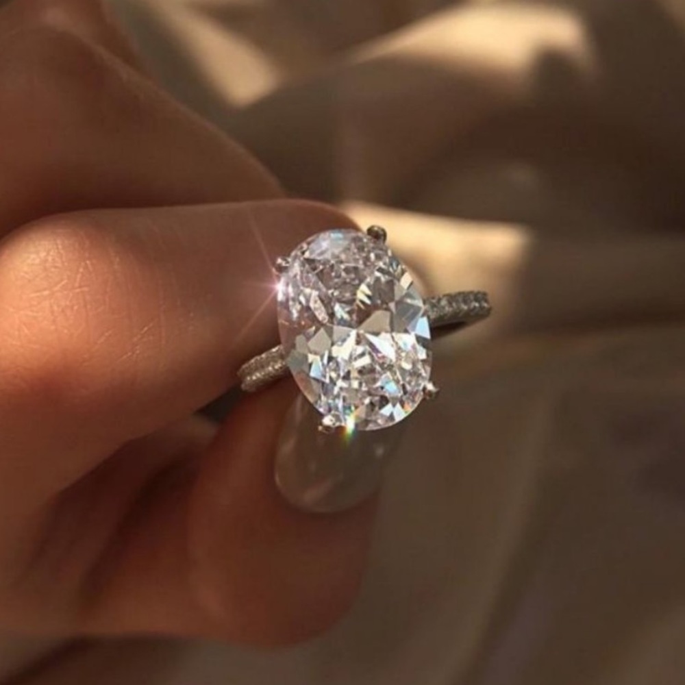NEW 5ct Oval Cut Diamond 925 Sterling Silver Ring - Picture 3 of 4